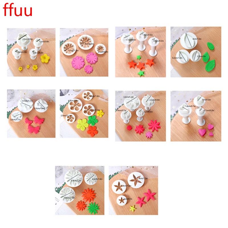 Bộ 33 khuôn làm kẹo đường DIY bằng nhựa họa tiết hoa dập nổi an toàn thực phẩm