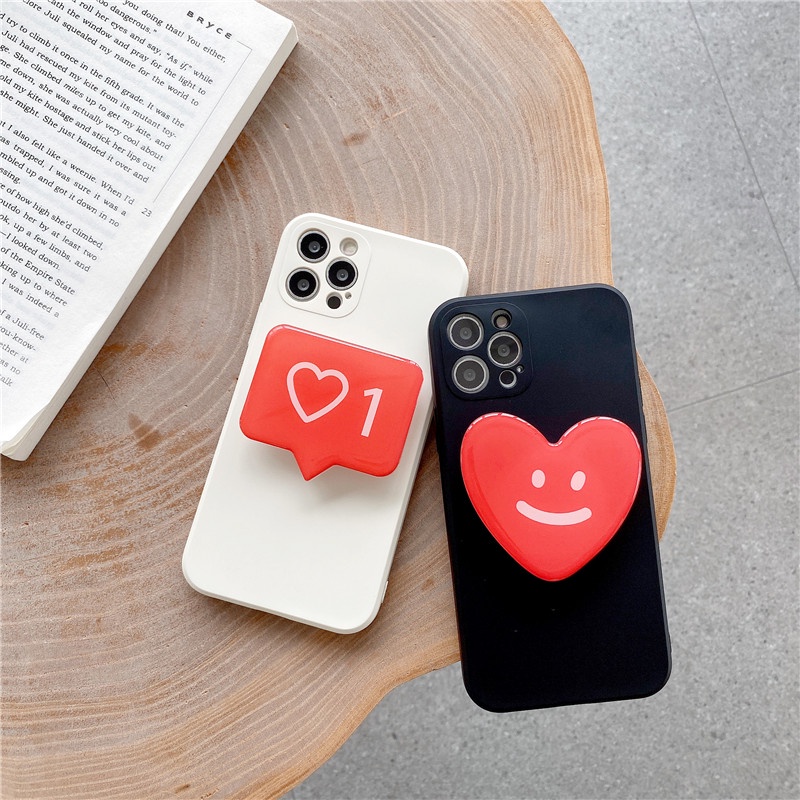 Ốp điện thoại TPU có nút đỡ hình emoji màu đỏ cho iphone 11 pro 11promax iphone 7 8 plus iphone x xr xsmax 12promax