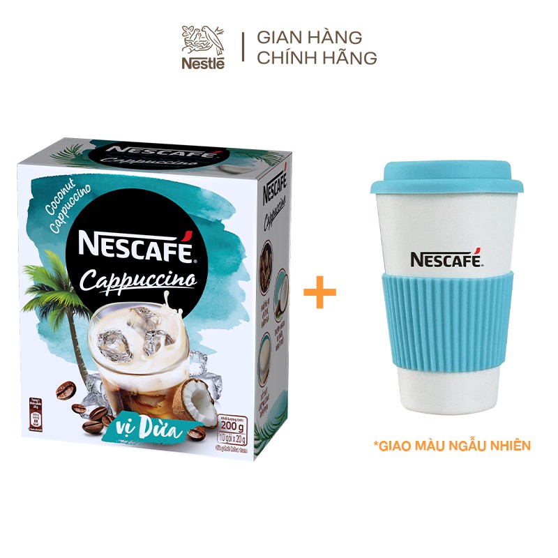 [Tặng ly nhựa Nescafe] Cà phê hòa tan Nescafé Cappuccino vị dừa (Hộp 10 gói x 20g)