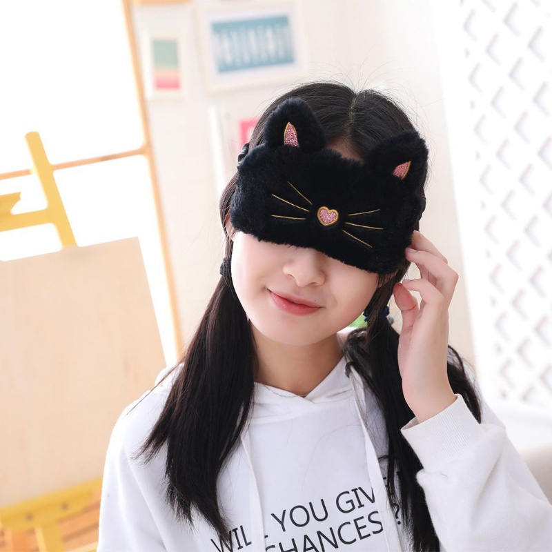 Youyo Miếng Bịt Mắt Ngủ Vải Lông Mềm Mại Thêu Hình Động Vật Mũi Trái Tim Ngọt Ngào Đáng Yêu Vui Nhộn Cho Mèo Co