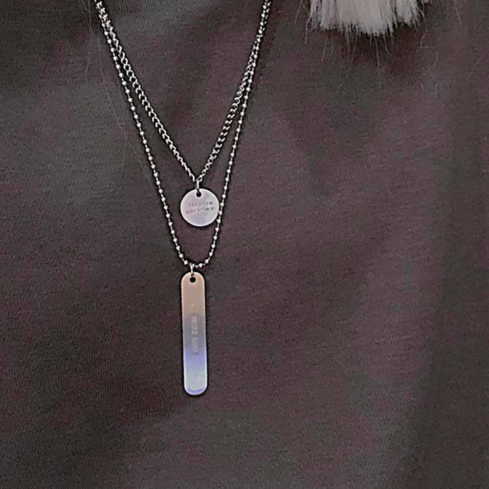 MXGOODS Vòng cổ Dài Mặt Thẻ Tròn Khắc Chữ Phong Cách Punk Hàn Quốc Cho Nam