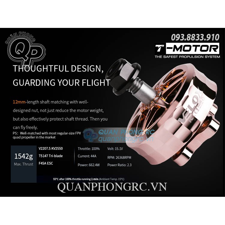 T-Motor Velox V2207.5 KV2550 Brushless Motor