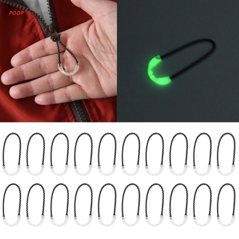 Poop Kẹp Kéo Màu Dạ Quang Có Dây Kéo Hỗ Trợ Cố Định Quần Áo/ Áo Khoác/ Ba Lô Da Pu Dễ Kẹp Thông Dụng