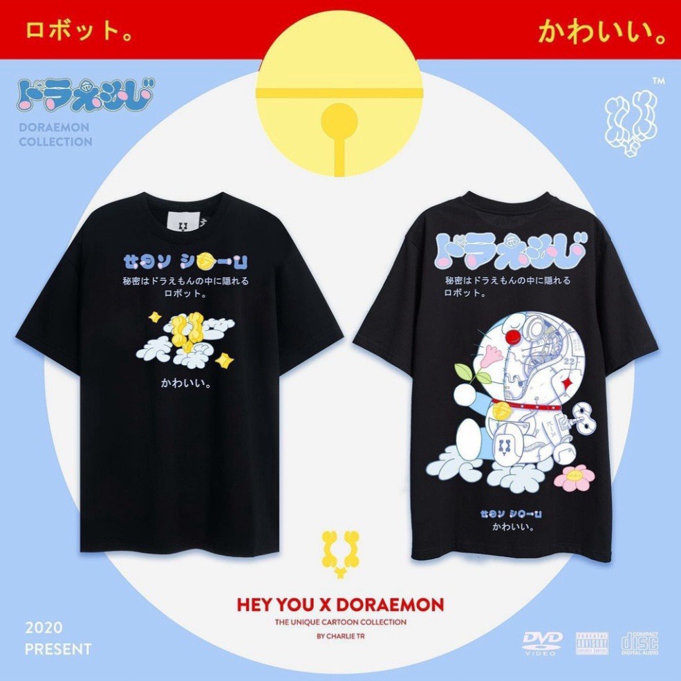 Áo Thun Tay Lỡ DORAEMON HEY YOU Form Rộng hoho.unisex