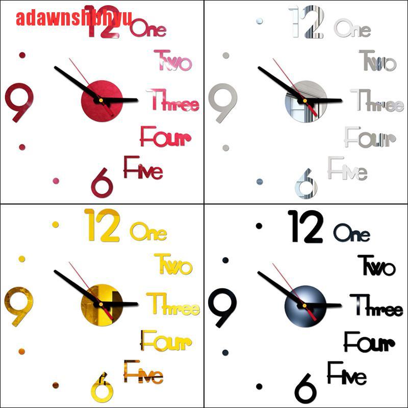 [adawnshbhyu]Acrylic Modern DIY Wall Clock 3D Mirror Surface Sticker Decor Wall Unique Clocks