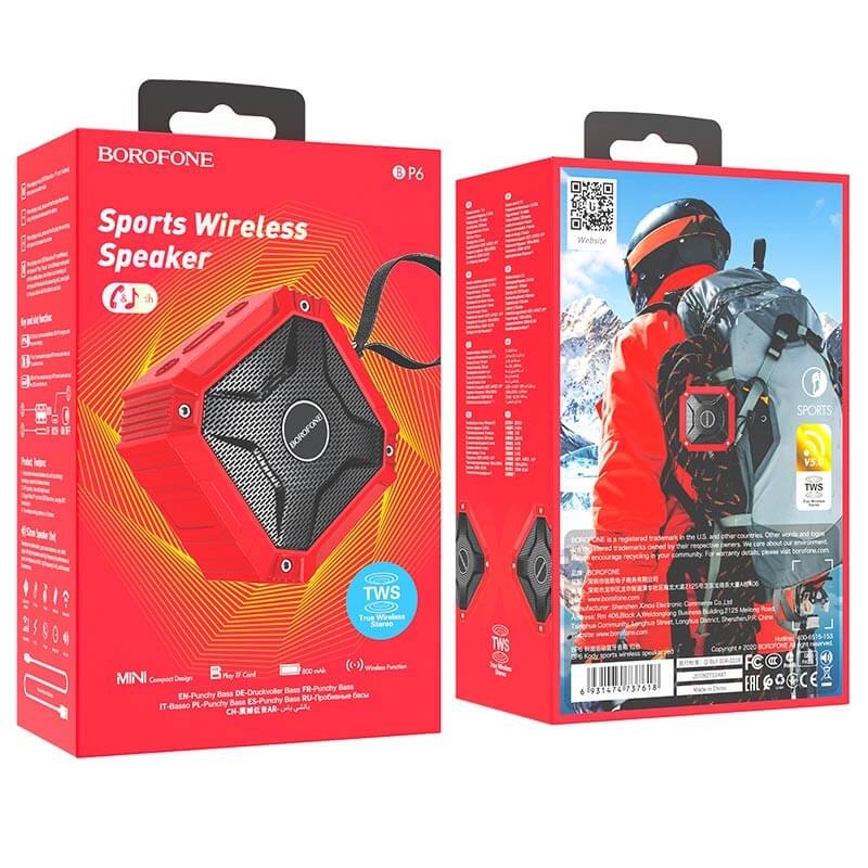 Loa bluetooth Borofone BP6 phong cách thể thao có móc treo chính hãng, âm thanh siêu hay