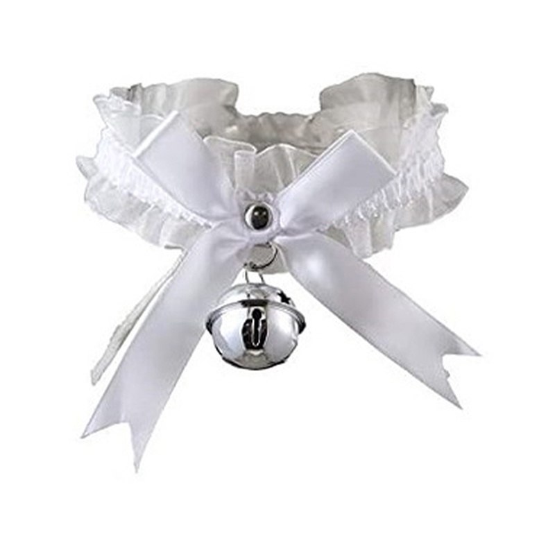 flowersqueen Vòng cổ choker ren đính chuông dễ thương có thể điều chỉnh cho nữ