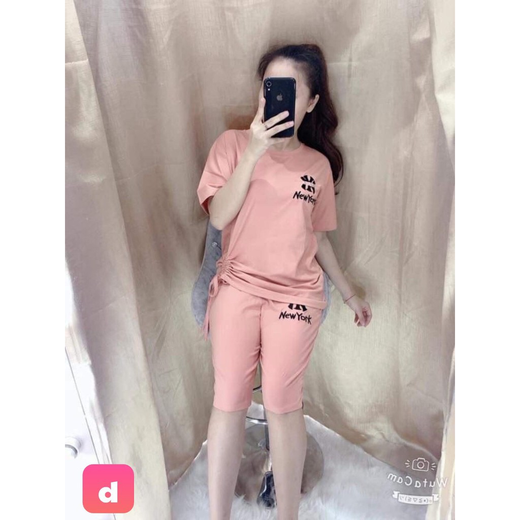 Đồ bộ lửng mặc nhà thiết kế dây rút NY thun coton co giãn 4 chiều / có size XXL