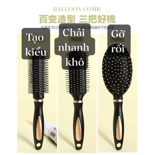 Set 3 Lược Cao Cấp (Gỡ Rối + Chải Khô Nhanh + Bảo Vệ Tóc)