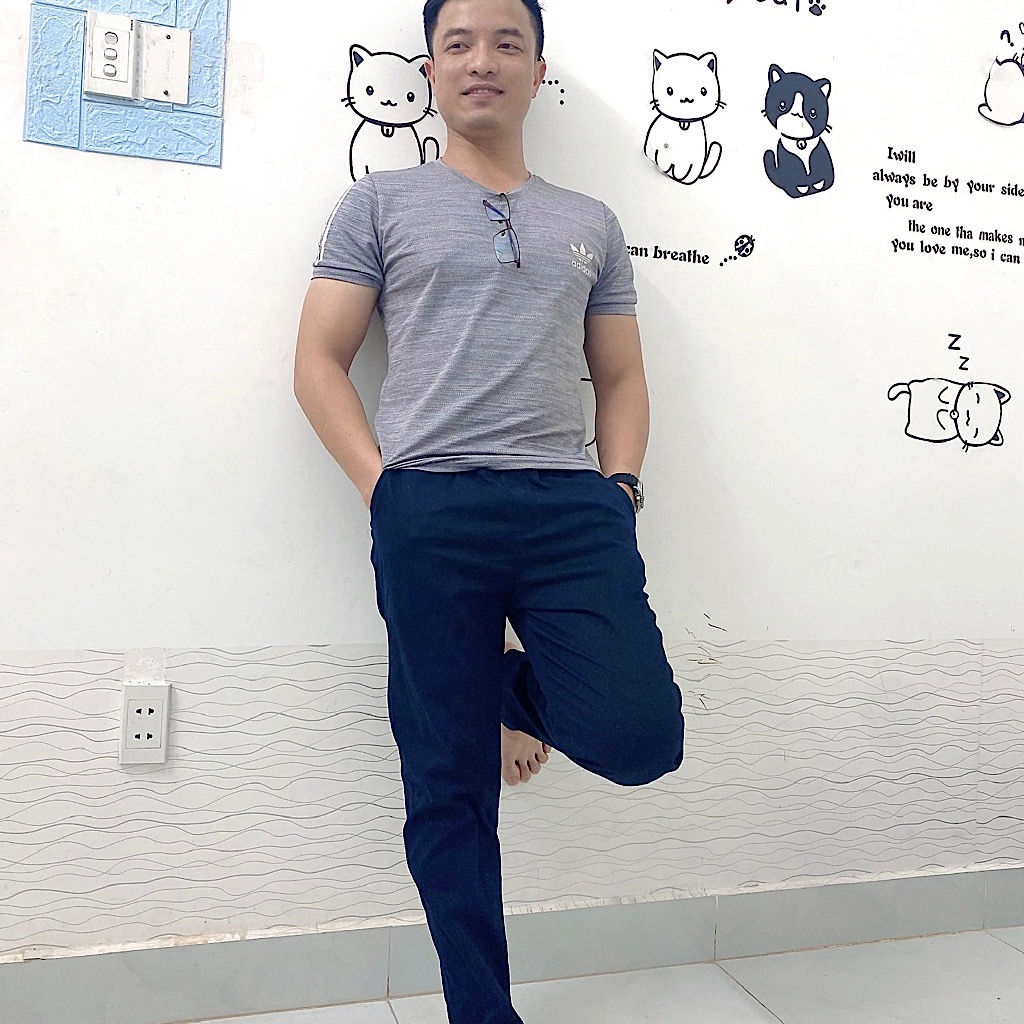 Quần kaki nam ống suông lưng thun vải co giãn