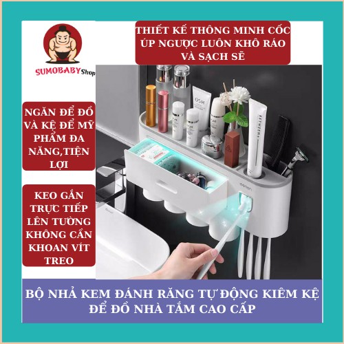 [ RẺ VÔ ĐỊCH ] Bộ Nhả Kem Đánh Răng Tự Động, Kệ Để Đồ Phòng Tắm Cao Cấp