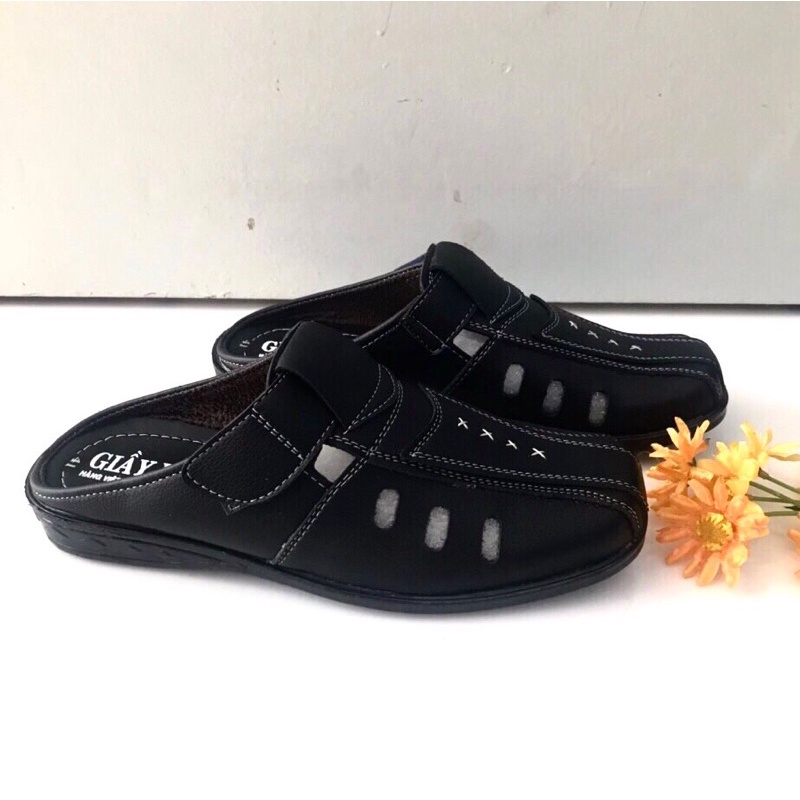 Giày sapo nam mẫu mới_da mềm_kiểu dáng đẹp_màu đen_có lổ thoáng mát