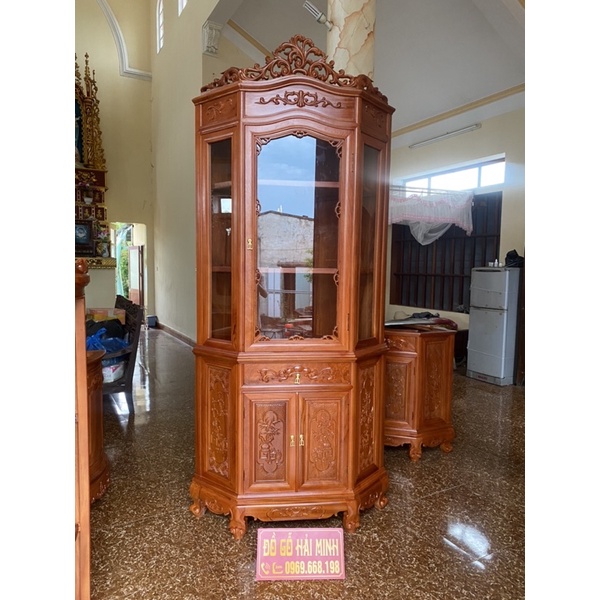 Tủ Rượu Góc Gỗ Gõ Đỏ hàng dày