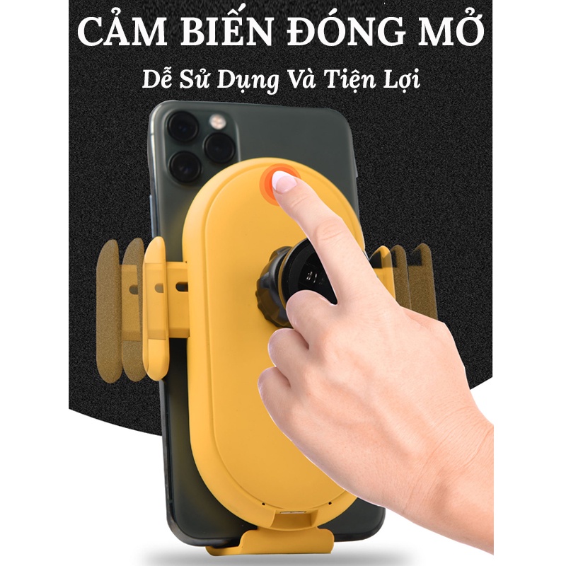Giá Đỡ Điện Thoại Sạc Không Dây Ô Tô 1 Cảm Biến Tự Đóng Mở - Có 2 Chân Gắn Kính Và Chân Gắn Cửa Gió CARZONE.TOP