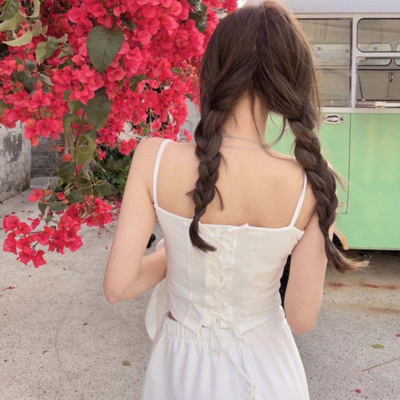 Áo hai dây màu trơn thời trang quyến rũ cho nữ