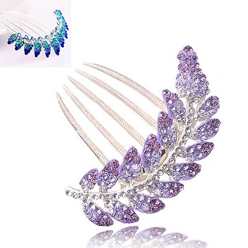 Lược Cài Tóc Hình Chiếc Lá Đính Đá Sang Trọng