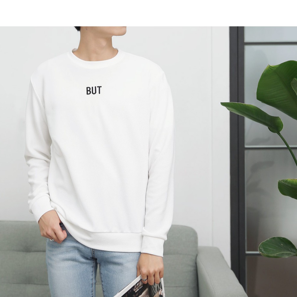 Áo Sweater Nam Nữ unisex phong cách Hàn Quốc in chữ BUT, Chất nỉ cá sấu - Quà tặng ngẫu nhiên HD06