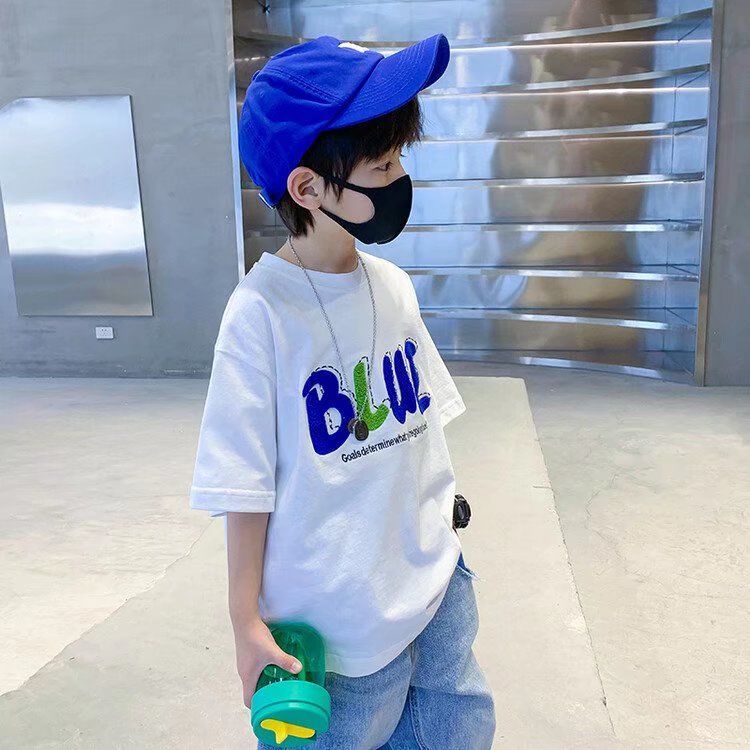 [Grow Up with You] Áo Thun Cotton Mỏng Tay Ngắn Dáng Rộng Thời Trang Mùa Hè Dành Cho Bé Trai 2022