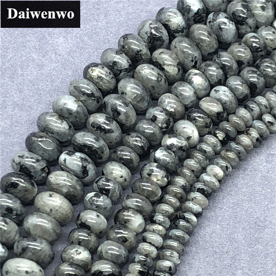 Chuỗi Hạt Đá Labradourite Đen Tự Nhiên 4 * 6.5mm 5 * 8.5mm Dùng Làm Vòng Đeo Tay DIY