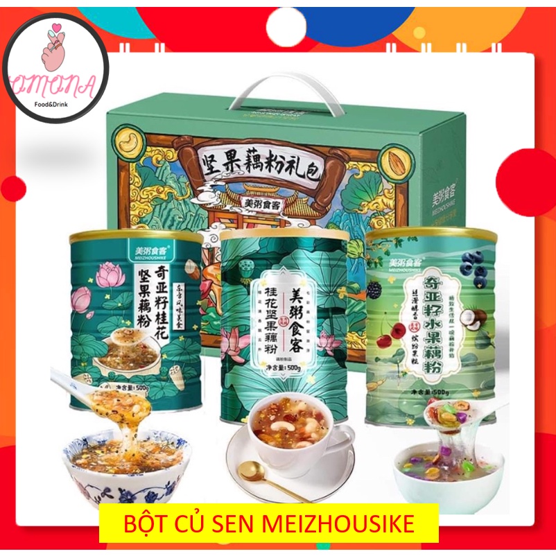 Bột củ sen trộn hạt dinh dưỡng - hoa quả dưỡng nhan MEIZHOUSHIKE 500gr