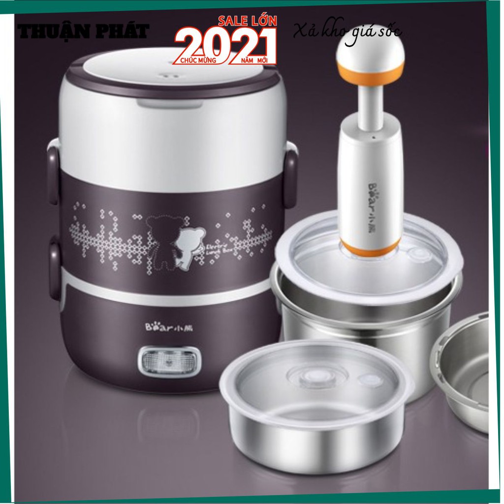 Hộp cơm cắm điện Bear DFH-S2123, sử dụng để nấu, hâm nóng và giữ nhiệt cho thức ăn
