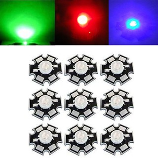 Bộ 10 Đèn led 1w 3w 30mil 45mil 445nm 460nm 480nm 630nm 660nm 520nm 590nm Có Đế 20mm Chất Lượng Cao