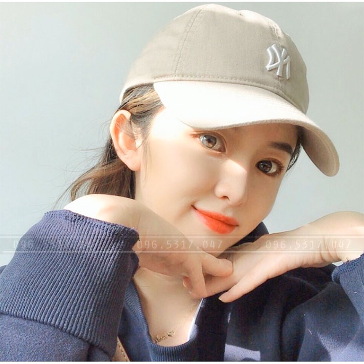 Mũ Nón Lưỡi Trai NY MLB Màu Be Hàng Xuất, Chất Vải Poly Cotton Thắm Hút Mồ Hôi, Khóa MLB -Nón Kết Bóng Chày Màu Kem