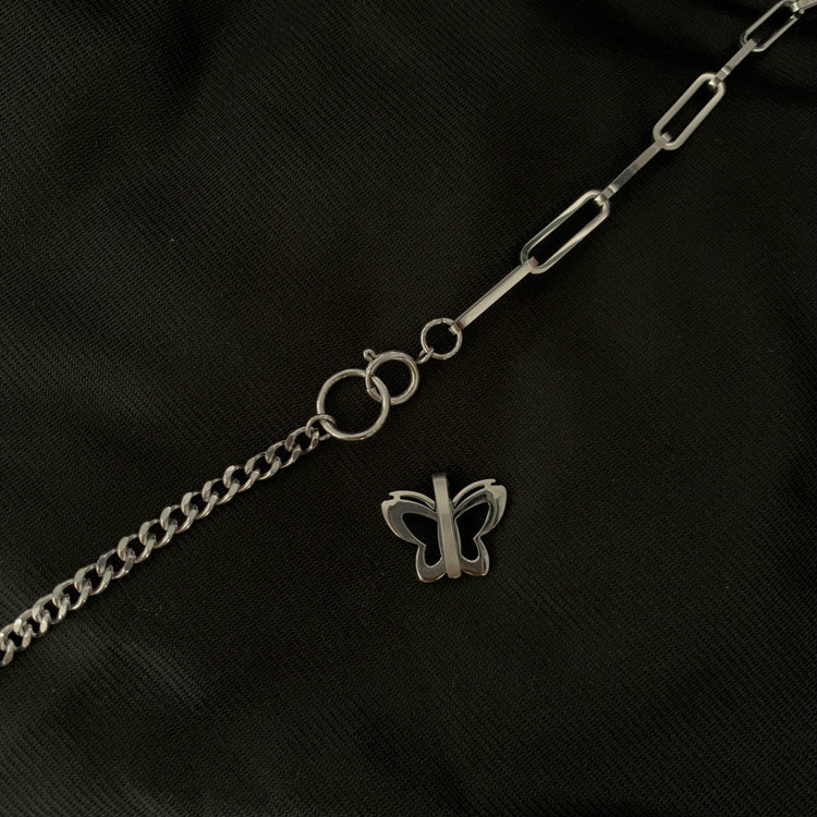 Dây Chuyền Mặt Hình Bướm Bằng Thép Titan Phong Cách Hip Hop 22704 Có Thể Sử Dụng Như Vòng Tay
