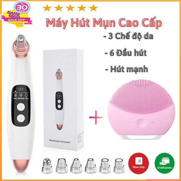 Máy Hút Mụn Cầm Tay Mini Spa BLACKHEAD Hút Sạch Mụn Cám, Đầu Đen Với 3 Chế Độ 6 Đầu Hút