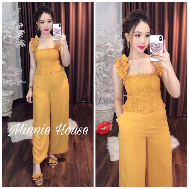 Sét Áo Hai Dây Nhún Quần Ống Rộng | BigBuy360 - bigbuy360.vn