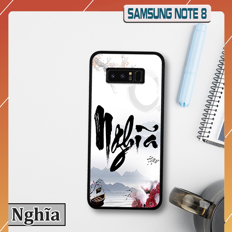 Ốp lưng kính 3D Samsung Galaxy Note 8 - chữ thư pháp ý nghĩa