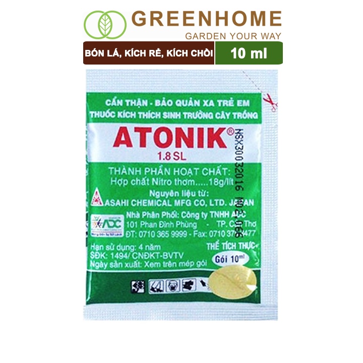 Chế phẩm kích thích sinh trưởng cây trồng Atonik, gói 10ml,  chuyên hoa Lan, hoa Hồng, cây cảnh |Greenhome