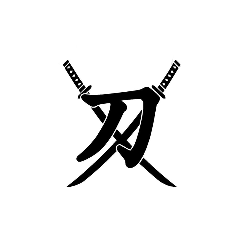 Decal Dán Trang Trí Xe Hơi Hình Kanji Katana 14.7cm X 16cm