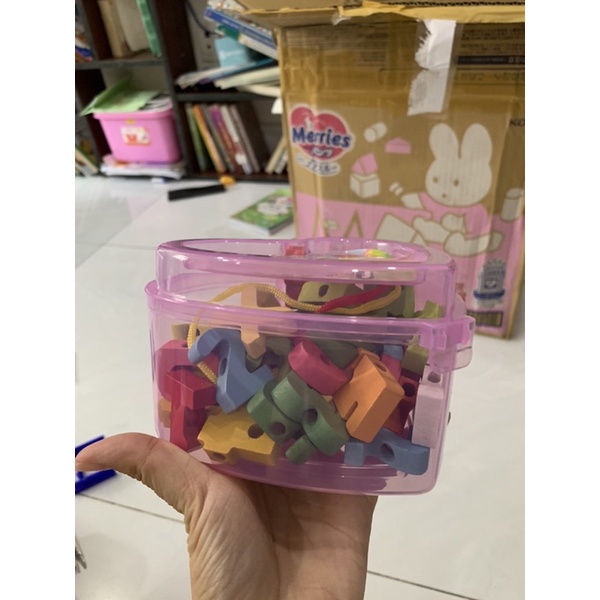 Đồ chơi xâu hạt trái tim - luồn hạt gỗ cho bé 52 chi tiết