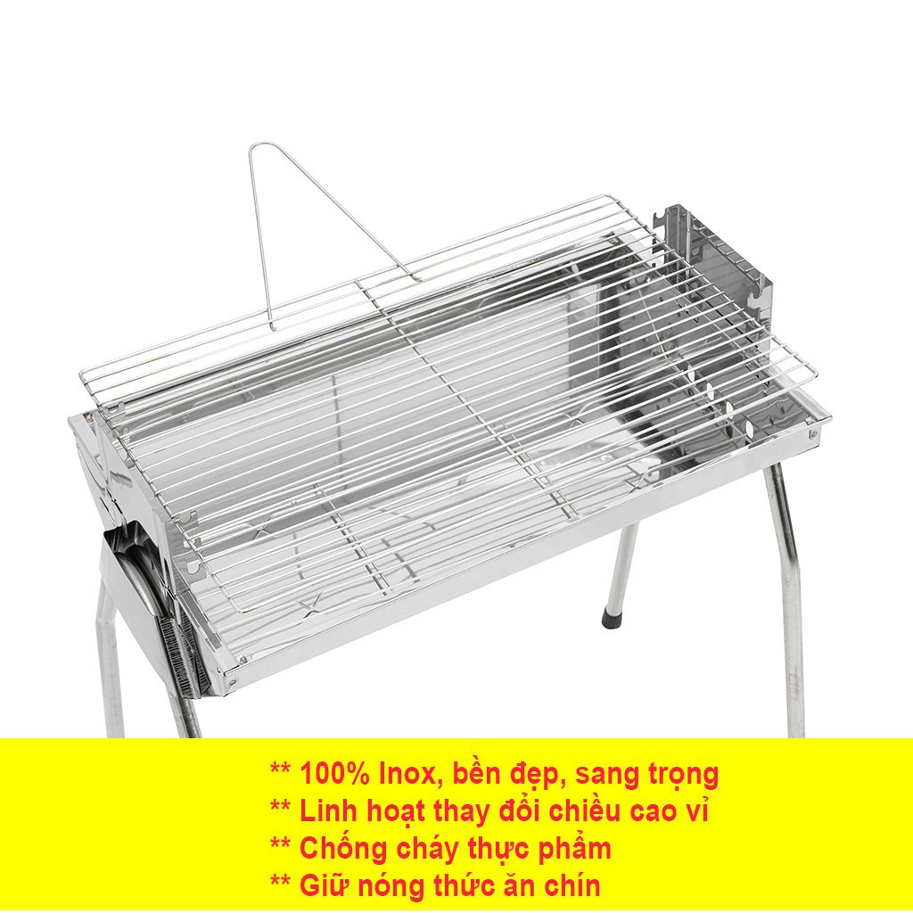 Bếp nướng than hoa TopV VCM thay đổi chiều cao vỉ, Inox không gỉ sét, chống cháy thực phẩm, an toàn sức khỏe