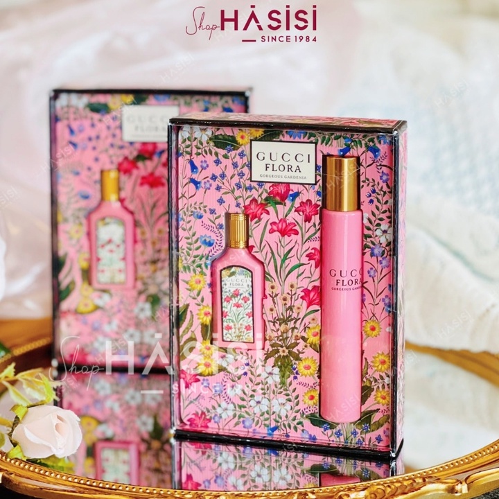 Set Nước Hoa Mini GUCCI - Flora Gorgeous Gardenia EDP Giftset - 1 NH 5ml + 1 NH 7.4ml