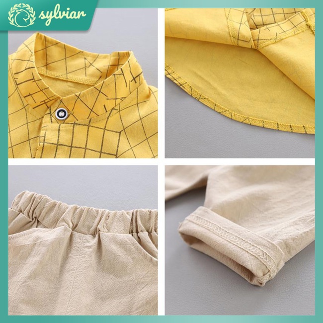 Set Đồ Mùa Hè 2 Món Gồm Áo Sơ Mi Tay Cộc In Họa Tiết + Quần Ngắn Cho Bé 1-5 Tuổi