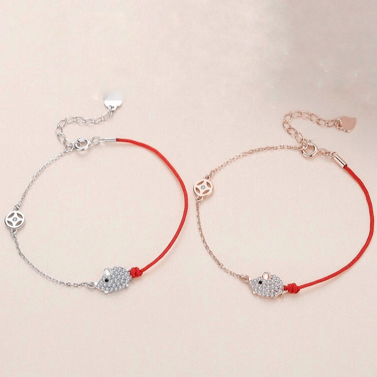 Lắc Tay Bạc Nữ MIRASON Chuột Nạm Đá Sáng Lấp Lánh Mix Kim Tiền Mang May Mắn MLT014 - Vòng Tay Nữ Bạc 925 Cao Cấp
