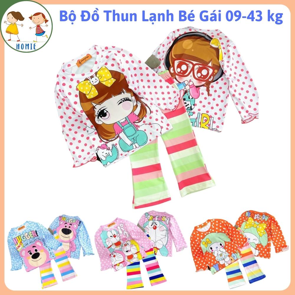 Bộ Đồ Thun Lạnh 3D Bé Gái 9-43 Kg Set Quần Áo Dài Trẻ Em Làm Đồ Ngủ Mặc Nhà In Hoạt Hình Hot Trend Homie Kids