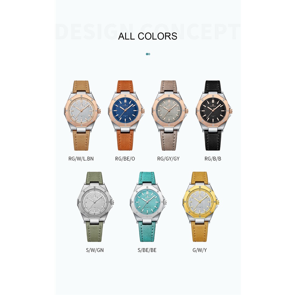 Đồng Hồ Thể Thao NAVIFORCE 5026 Chống Thấm Nước 3ATM Với Dây Đeo Da Thời Trang Dành Cho Nữ