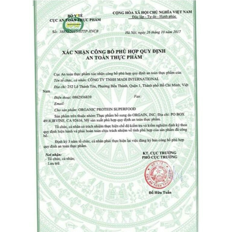 Bột  uống Protein Orgain Organic Plant-Based Hương Vanila 920g/1.22kg Mỹ