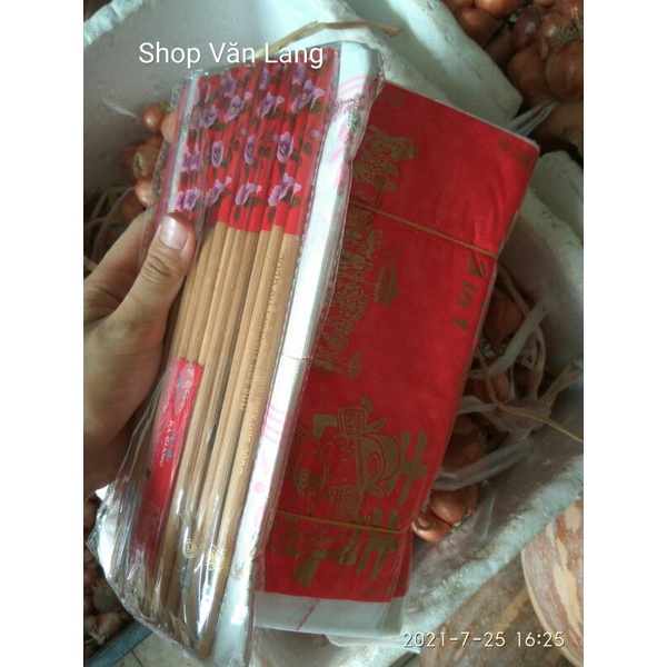 Sét đũa 3 in 1 dùng cho đám cưới gồm 6 đôi đũa tre - tăm - giấy ăn