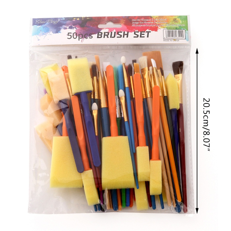 Bộ 50 Cọ Xốp Nylon Vẽ Tranh Chuyên Nghiệp Cho Học Sinh