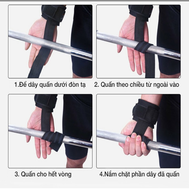 Dây kéo Lift Straps kết hợp quấn cổ tay hỗ trợ tập Deadlift, treo xà, kéo lưng