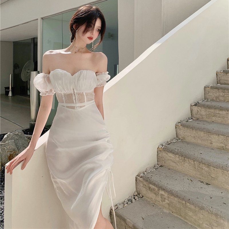 Đầm Trễ Vai Tay Phồng Thời Trang Mùa Hè Pháp Quyến Rũ Cho Nữ