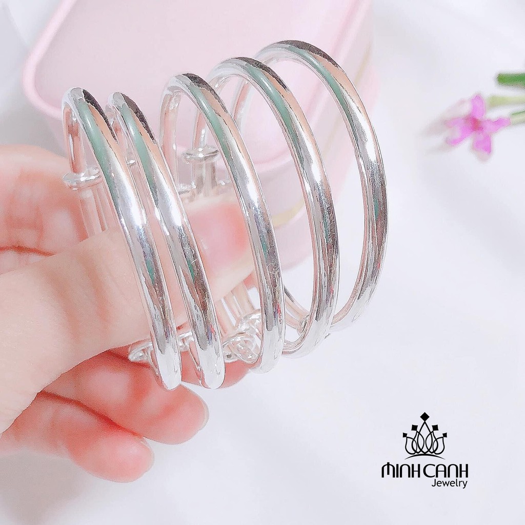 Lắc Bạc Tròn Trơn Khắc Tên Điều Chỉnh Được Size Cho Bé 0 đến 2 Tuổi - Minh Canh Jewelry