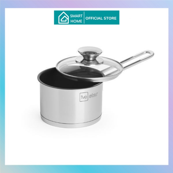 Quánh chống dính 3 đáy inox 430 Fivestar Standard nắp kính bếp từ