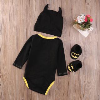 Bộ trang phục 3 món gồm áo liền quần màu đen in họa tiết hoạt hình batman - ảnh sản phẩm 4