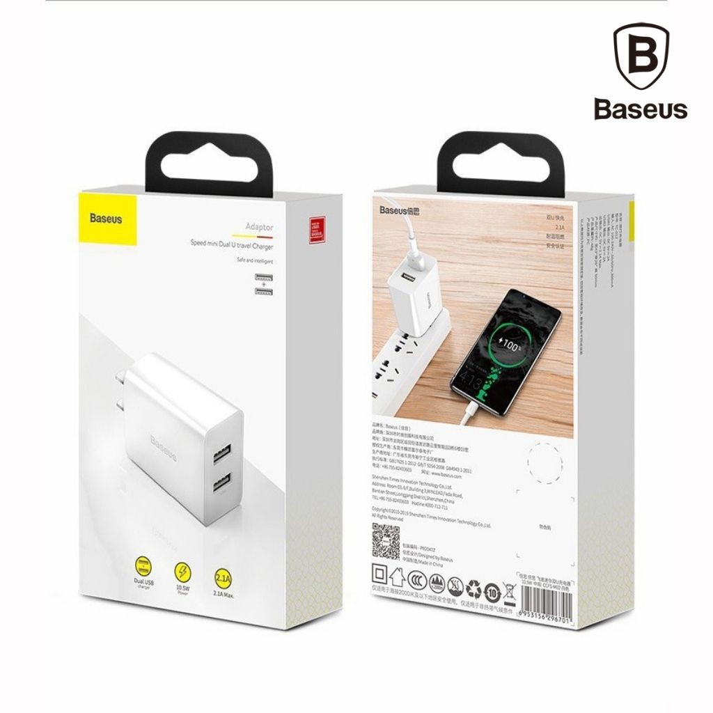 Củ Sạc Iphone  Củ Sạc Nhanh 2 Cổng Baseus Chống Cháy Nổ Speed Mini Dual U Charger CCFS  Bảo Hành 12 Tháng- Tuấn Case