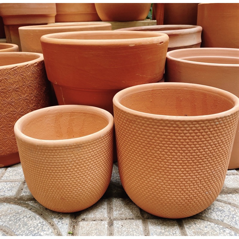 Chậu trồng cây cảnh chậu đất nung vân nổi Nhà Decor có 3 size trồng cây cảnh sen đá xương rồng ship 1h hỏng 1 đổi 1